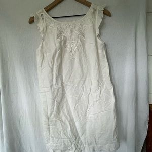Sezane Paris Off White Lace Cotton Dress With Slip Size 34 Gorgeous Embroidery